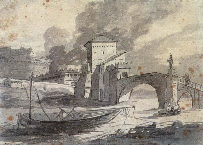 Jan Davidz de Heem View of the Tiber and Castel St Angelo France oil painting art